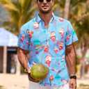 Christmas Hawaiian Shirt for Men Christmas in July Shirt Men Funny Santa Claus Graphic Summer Beach Button Down Tops
