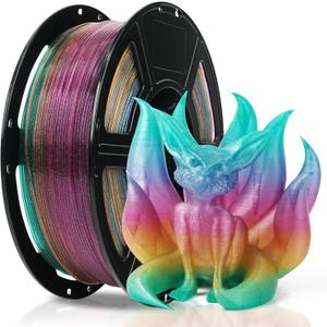 FLASHFORGE Translucent Glitter PLA Crystal Rainbow Candy Filament, Shiny Sparkling Gradient 3D Printer Filament, Fast Color Change Between Yellow Pink Blue Green, Adjustable Transparency