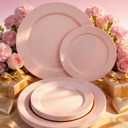 FLOWERCAT 200PCS Pink Plastic Plates Disposable Plates for Party - Heavy Duty Plastic Plates - 100 10" Pink Dinner Plates and 100 7" Pink Salad Plates for Weddings,Parties,Mother's Day
