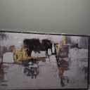 Abstract Wall Art Modern Abstract Artwork Canvas Prints Picture Black Gold Graffiti Modern Wall Artwork Bedroom Living Room Office Decoration Ready To Hang 24"x48" With Framed