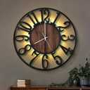 LEIKE Large Wall Clocks with Night Light Battery Operated, Silent Non Ticking, Rustic Modern Big Wood Clock for Living Room, Bedroom, Kitchen, Farmhouse, Office, Home Decor-20 Inch (Black-Arabic Number)