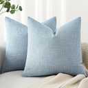 MIULEE 26x26 Inch Pack of 2 Decorative Linen Burlap Textured Euro Pillow Covers Farmhouse Boho Accent Pillowcases Spring Coastal Home Decor for Couch Sofa Bedroom Living Room Light Blue