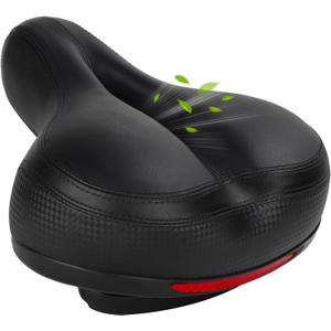TONBUX Memory Foam Bike Seat Cushion for Men & Women - Waterproof Bicycle Saddle with Comfortable Faux Leather Cover, Universal Fit for Road, Hybrid, Commuter Bikes (Black)