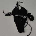 MOSHENGQI Women Sexy Brazilian Bikini 2 Piece Spaghetti Strap Top Thong Swimsuit Bathing Suit (Small, Black)
