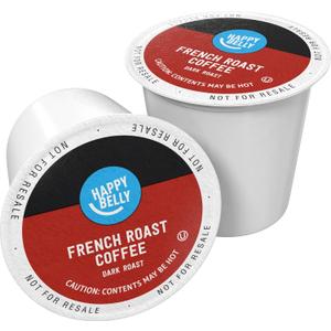 Amazon Brand - Happy Belly Dark Roast Coffee Pods, French Roast, Compatible with Keurig 2.0 K-Cup Brewers, 24 Count (EXP 10/03/27)