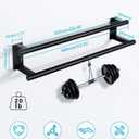 Alise Bathroom Double Towel Bar, 24 Inch Wall Mount Towel Holder, Towel Racks for Bathroom, SUS304 Stainless Steel Towel Hanger, Thickened Pipe with Strong Load-Bearing Capacity, Matte Black