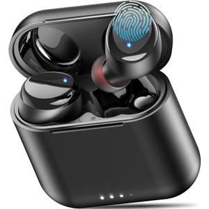 TOZO T6 Wireless Earbuds, Bluetooth 5.3 Ear Buds, Stereo Sound in Ear Headphones, 50 Hours Playtime, Wireless Charging Case, APP Customizable EQs, IPX8 Waterproof Earphones (Dark Black)