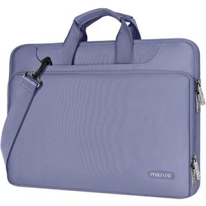 MOSISO 360 Protective Laptop Shoulder Bag Compatible with MacBook Air/Pro, 13-13.3 inch Notebook, Compatible with MacBook Pro 14 inch M4 M3 M2 M1,Matching Color Sleeve with Belt, Lavender Gray