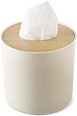 Zimon Toilet Paper Roll Dispenser with Bamboo Lid, Decorative Round Paper Holder, Bathroom Tissue Box Cover
