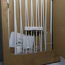 Babelio 36 Inch Extra Tall Baby Gate with Cat Door, 29-48" Metal Pet Door for Stairs, Doorways, Auto Close, Easy Walk Thru, White