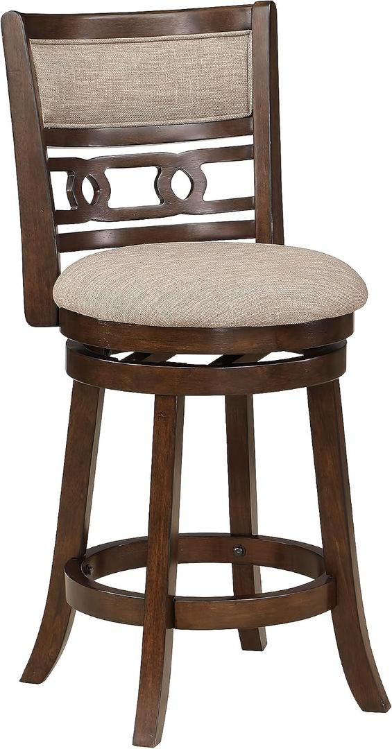 New Classic Home Furnishings Gia 24" Swivel Counter Stool-Cherry W/Brown Fabric Seat