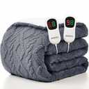 JKMAX Heated Electric Blanket Queen Size-84"x90" Heating Blanket with 10 Heating Levels & 5 Time Settings Over-Heat Protection,Winter Warmer for Adults with ETL Certification（Grey）