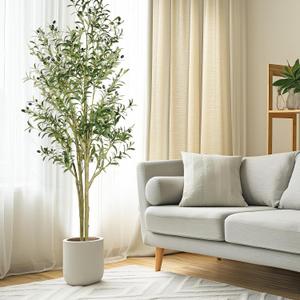 Artificial Olive Tree 5ft Tall Olive Trees Artificial Indoor Faux Olive Tree Indoor with Olive Branches and Black Fruits Artificial Tree for Home Office Decor and Housewarming Gift