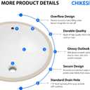 19" x 16" Oval Undermount Bathroom Sink