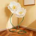 2 Pcs 5ft Large Paper White Poppy Flower Halloween Giant Artificial Poppies Standing Huge Handcrafted Poppy Flower Wicked Party Decoration for Garden Hotel Office Wicked Birthday Party Wedding