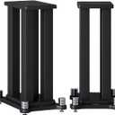A Pair of Speaker Stands, Heavy Duty Speaker Stands Holds Bookshelf Speaker Satellite Speaker Large Speaker, Vibration-Absorbing MDF Design, Holds 88lbs Speaker (Black, 70cm/27.5in)