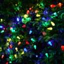 Solar Christmas Lights Outdoor C6 Strawberry String Lights, LED Christmas Fairy Lights 50 LEDs Solar Operated Rechargeable Garden Lights for Christmas Tree, Holiday, Arbor Decor (Multicolor, 8 Modes)
