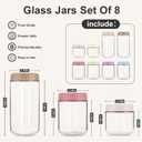 SHOWIN Overnight Oats Containers with Lids, Glass Jars with Lids 8 pcs, Wide Mouth Mason jars for Salad, Yogurt, Snacks, Meal Prep
