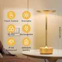 Table Lamp,LED Rechargeable Desk Light,3 Color Dimming Portable Battery Lamp, 5000mAh Waterproof Table Light with Memory Function,for Indoor/Outdoor/Dinner/Patio/Restaurant(Gold)