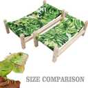 Bearded Dragon Bed, Wooden Reptile Sleeping Hammock, Bearded Dragon Tank Accessories, Habitat Accessories for Leopard Gecko Snake Lizard or Other Small Animal (Green 1, Large)