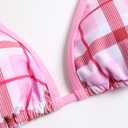 ZAFUL Bikini Sets for Women Halter Bow Decor Tiny Floral Gingham Print Swimsuit Tie Side 2 Pieces Bathing Suit (M)