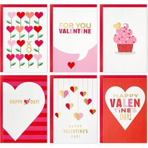 Hallmark Valentines Day Cards Assortment, Pink and Red (36 Cards and Envelopes)