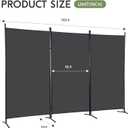 FDW 3-Panel Room Divider Privacy Screen, 6FT Portable Folding Partition with Metal Frame (102" W x 70" H) for Office/Home Use, Grey