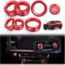7PCS Aluminum Alloy Knob Cover Trim Set (Red) - Interior Upgrade Accessories, Control Knob Caps for Enhanced Grip, Compatible with 2024-2026 Chevy Traverse