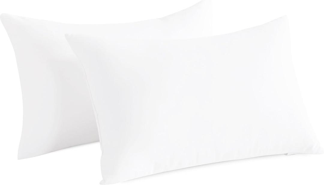 Standard Size Bed Pillows Set of 2, Soft Hotel Collection Pillows for Back, Stomach or Side Sleepers, Machine Washable, White