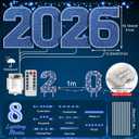 2026 Graduation Yard Sign Decorations with LED String Light, Large 2026 Yard Signs with Stakes Class of 2026 Light Up Lawn Yard Signs for Outdoor Congrats Grad Party Pathway Decor SuppliesBlue