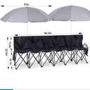 Folding Soccer Bench Chair Portable Team Sports Sideline Team Bench Seat with Umbrella for Football Camp Travel Events Outdoor Seating with Storage Bag, 