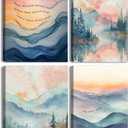 4pcs Inhale Exhale Mental Health Canvas Wall Art Prints, Therapy Office Decor, Watercolor Abstract Prints for Wall Decor, Calming Breathe Poster for Therapy Counselling Room 8x10 Ready to hang