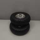 GICOOL 4.10/3.50-4" Flat Free Tire and Wheel, 10" Heavy Duty Solid Tire, 5/8" Axle Bore Hole, 2.2" Offset Hub, for Hand Truck Garden Cart Wagon Trolley Dolly Replacement, 2 Pack