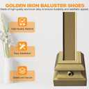 20 Pack Brass Gold Iron Baluster Flat Shoes, Stair Shoe with Screw for Use with 1/2" Square Balusters, Decorative Stair Railing