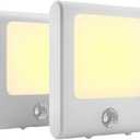 MAZ-TEK Plug in Motion Sensor Lights with Adjustable Brightness,Warm White Motion Activated Led Night Light for Hallway, Stair, Corridor, Kitchen, Living Room, Garage, Basement, Utility Room,2 Pack
