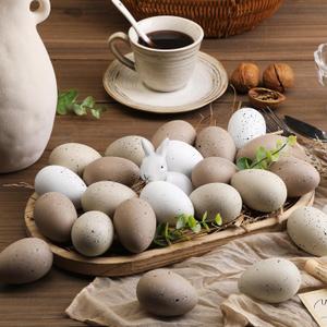 Weysat 32 Pcs Easter Speckled Eggs Neutral Plastic Fake Chicken Eggs 2.36'' Textured Easter Decor Pastel Bowl Vase Fillers Farmhouse Spring Decorations for Vintage Home Table DIY Craft (Brown)