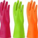 Alimat PluS 3 Pack Reusable Cleaning Gloves Latex Free, Dishwashing Rubber Gloves for Cleaning, Waterproof Household Gloves for Laundry, Gardening (Medium, Without Liner)