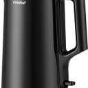 COMFEE' 1.7L Double Wall Electric Tea Kettle and Kettle Water Boiler, 100% Stainless Steel Interior & Lid & Spout, TwoLevel Wide Open Lid, 1500W Fast Boiling, AutoOff and BoilDry Protection