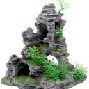 Saim Large Aquarium Rockery Cave Decorations, Mountain View Ornament Fish Tank Aquascape Model for Gold Fish, Betta Cichlids Hideaway Cave Hideout (9x4x9inch-S)