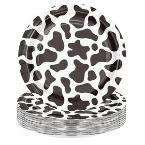WRAPAHOLIC 96 Pcs Cow Paper Plates - 9 Inch Cow Prints Disposable Plates Decorative Dinner Plates for Party Tableware Supplies Table Decor