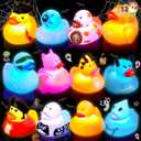 JOYIN 12 Pcs Glow Halloween Ducks Bath Toys, LED Halloween Rubber Duckies for Kids Gift, Glow in The Dark Party Favors, Light Up Ducky Bulk Trick or Treats Classroom Prizes Decorations