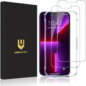 UNBREAKcable 2-Pack Screen Protector for iPhone 14 Plus/iPhone 13 Pro Max, Double Shatterproof Tempered Glass [Easy Installation] [9H Hardness] [99.99% HD Clear] [Case Friendly] for iPhone 6.7 inch