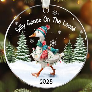 2 x Goose Ornament - Goose Gifts for Lovers, Women, Men - Cute Farm Animals Ornaments for Christmas Tree - Farm Themed Gifts for Women, Men, Farmers - Acrylic Christmas Ornament 2025