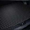 Custom Car Cargo Mat Boot Liner Waterproof Anti-Slip All Weather Protection Leather Material, Compatible with 95% Car Models Trunk Carpet Liners (Black Beige)