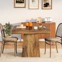 LITTLE TREE 31.5" Small Dining Table for 4, Farmhouse Kitchen Table with Walnut Finish, Square Compact Dinner Table for Home Dining Room, Apartments, Office, Living Room & Restaurants, Walnut, 31.5 Inches X 31.5 Inches X 29.53 Inches