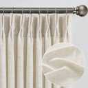 Natural Pinch Pleated Curtains 96 Inches Long Set of 2, Linen Drapes Back Tab with Hooks,Light Filtering Window Curtain Panels for Living Room 70 Width 96 Length