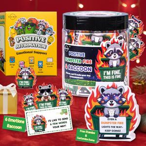 3 x Funny Raccoon Dumpster Fire Affirmation Jar  60 Sarcastic Positive Notes for Emotional Support, Mini Dumpster Fire Gift for Coworkers, Funny Office Desk Decor & Stocking Stuffers  SOLMAY