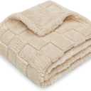 HOMRITAR Baby Blanket for Boys Girls 3D Fleece Fluffy Fuzzy Baby Blanket with Chessboard Grid Design for Toddler Infant Soft Warm Cozy Newborn Blanket 30 x 40 Inches Khaki
