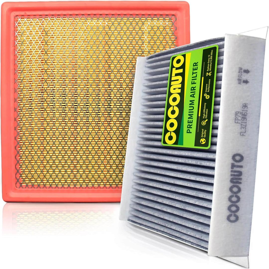 COCOAUTO Engine Cabin Air Filter Set for Ford F150 (2015-2025 2026) 2.7L 3.0L 3.3L 3.5L 5.0L, Ford Expedition Lincoln Navigator (2018-2024), Replace FL3Z19N619A FP79 FA1883