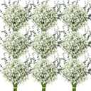 Retrowavy 250 Pcs Babys Breath Artificial Flowers Bulk Babys Breath Flowers Gypsophila Bouquets with Faux Eucalyptus Stems Leaves for Wedding Bouquet Party Filler Home Decor